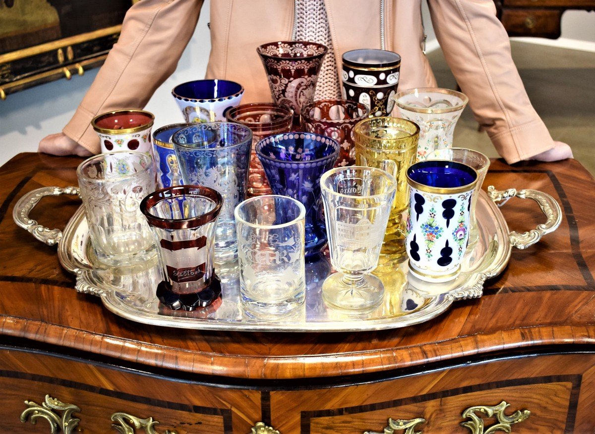 Collection de gobelets et verres Biedermeier - Bohême, XIXe et XXe siècles.-photo-8
