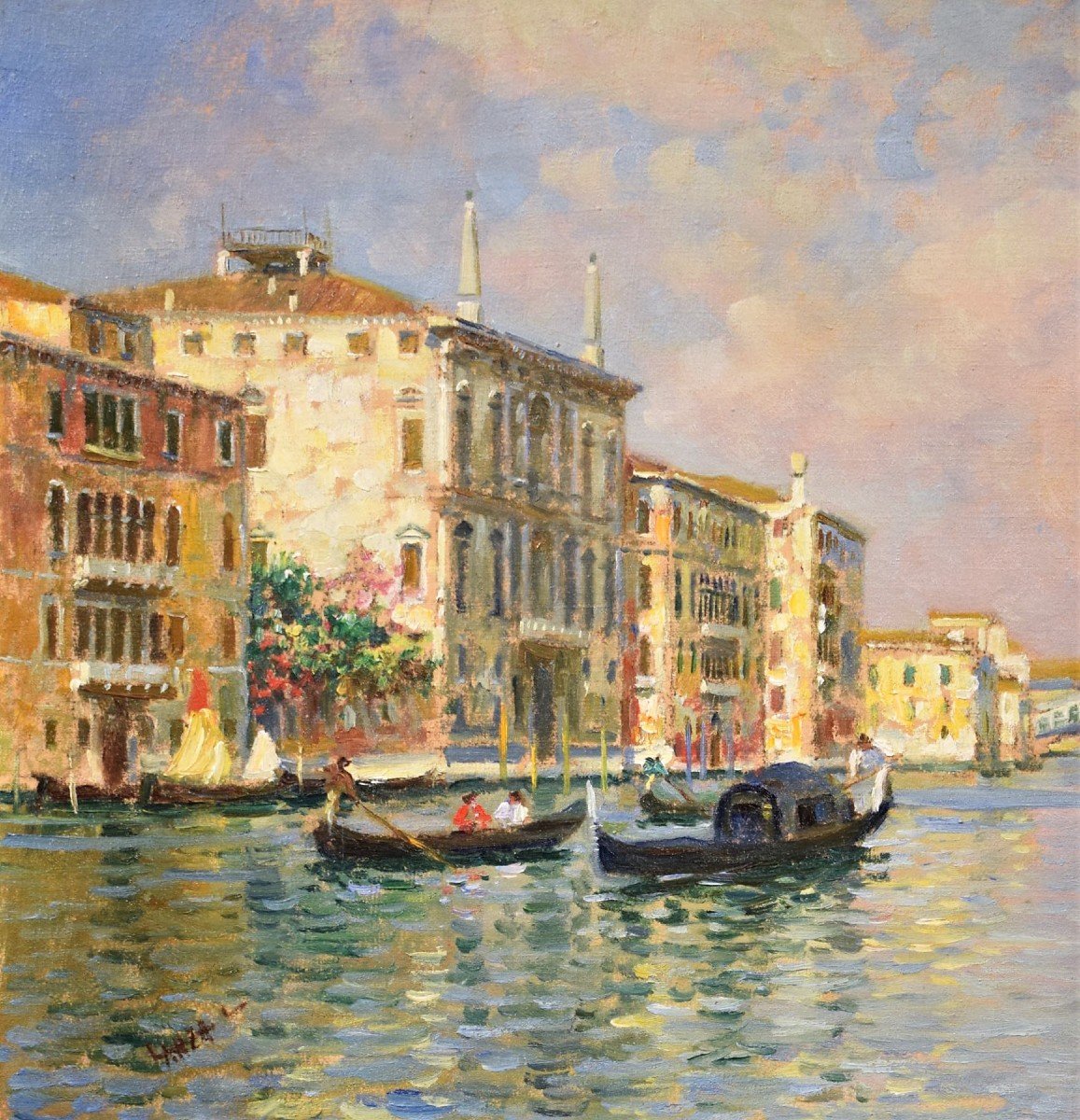 Venice, Grand Canal And Rialto Bridge Luigi Lanza (venice 1860-1913)-photo-1