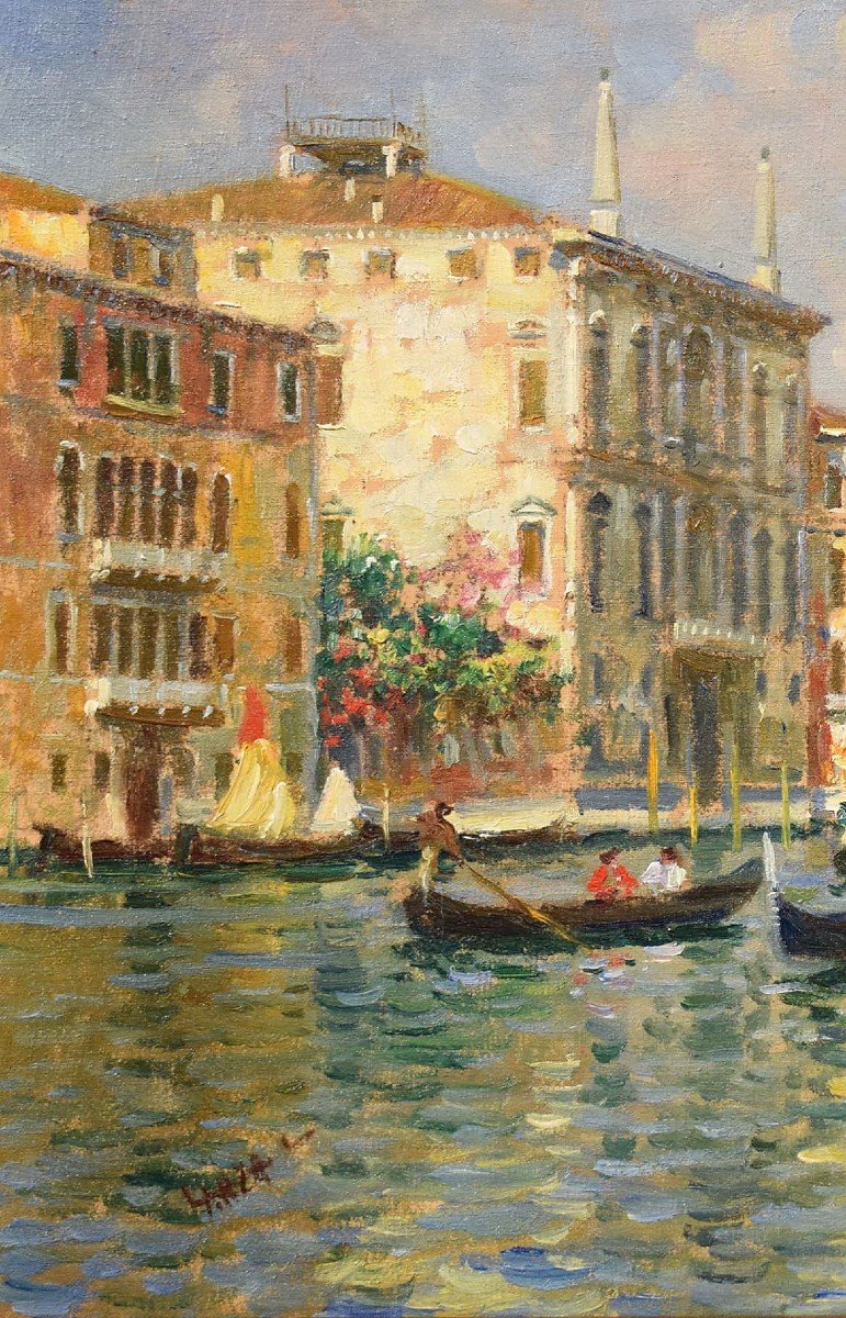 Venice, Grand Canal And Rialto Bridge Luigi Lanza (venice 1860-1913)-photo-2