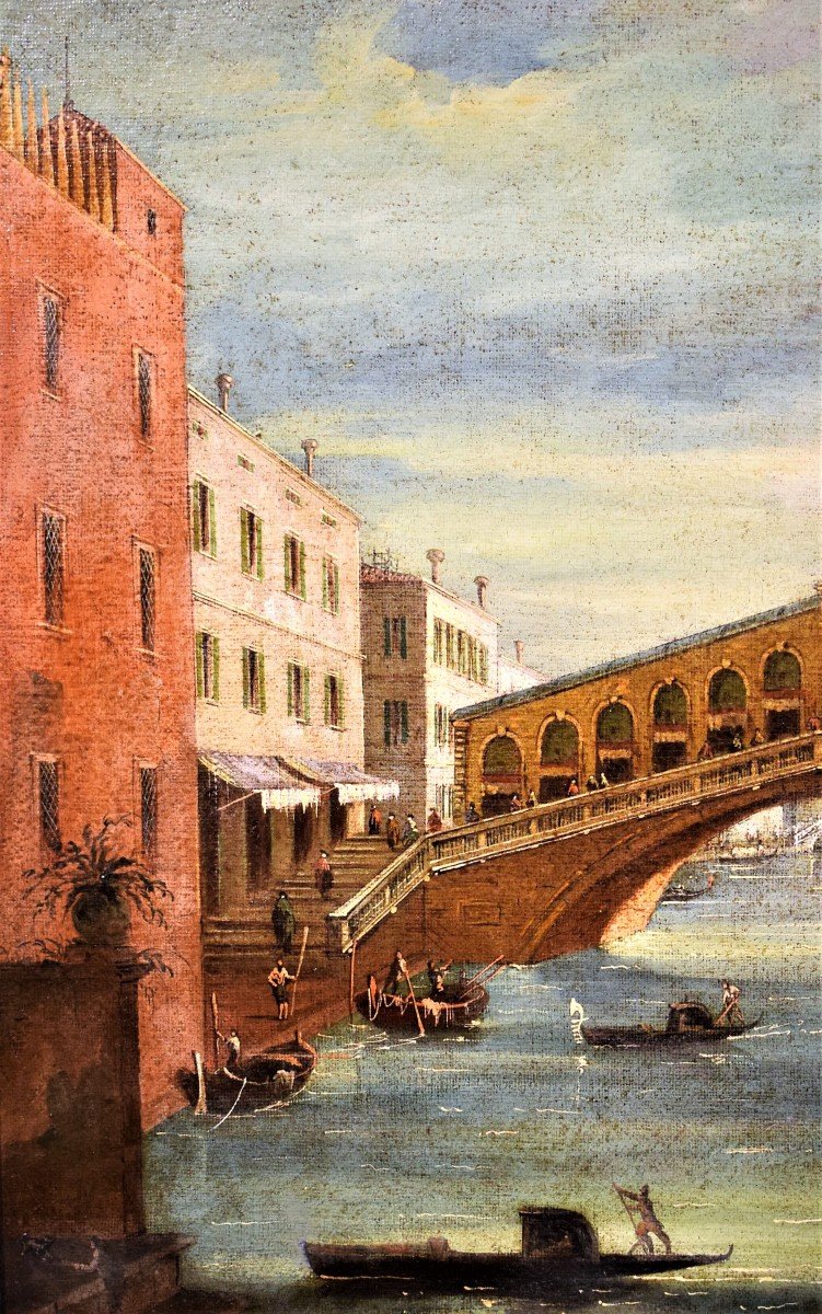Venice, Grand Canal And Rialto Bridge - Giovanni Grubas (venice, 1830 - Pula, 1919)-photo-4