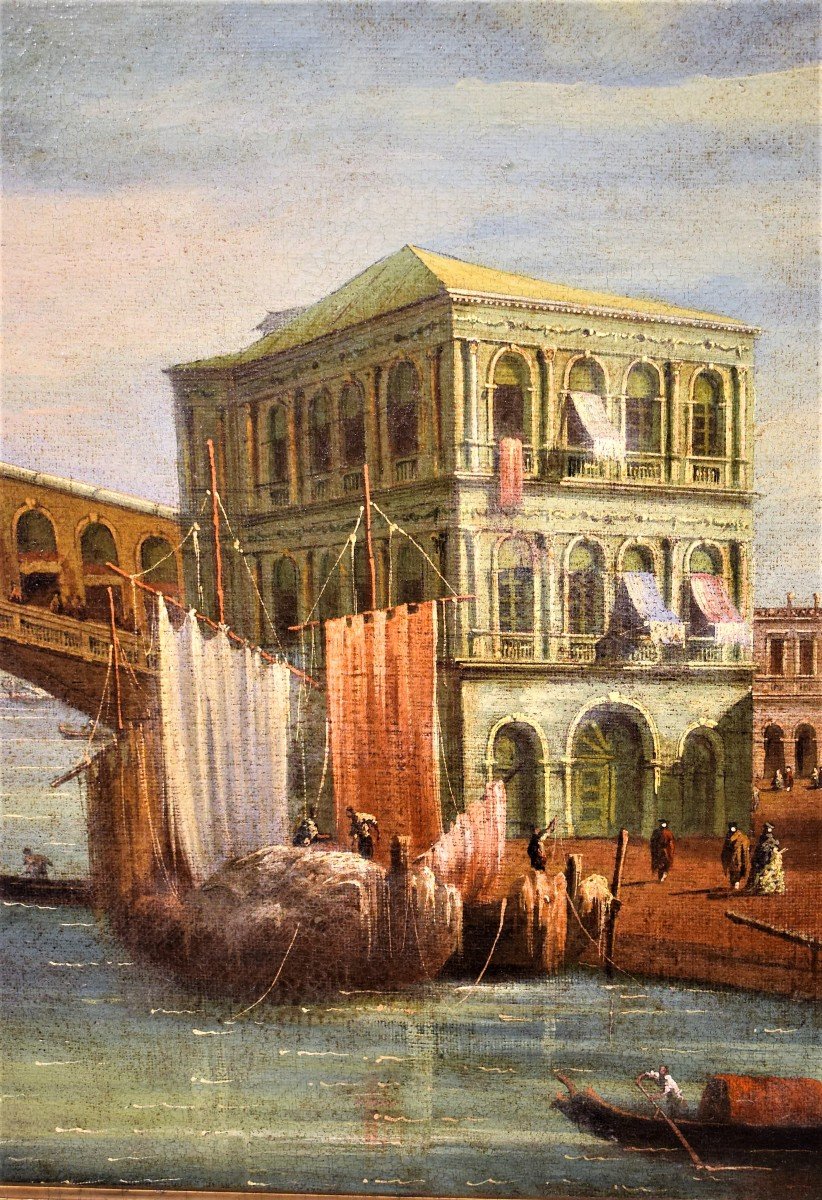Venice, Grand Canal And Rialto Bridge - Giovanni Grubas (venice, 1830 - Pula, 1919)-photo-1