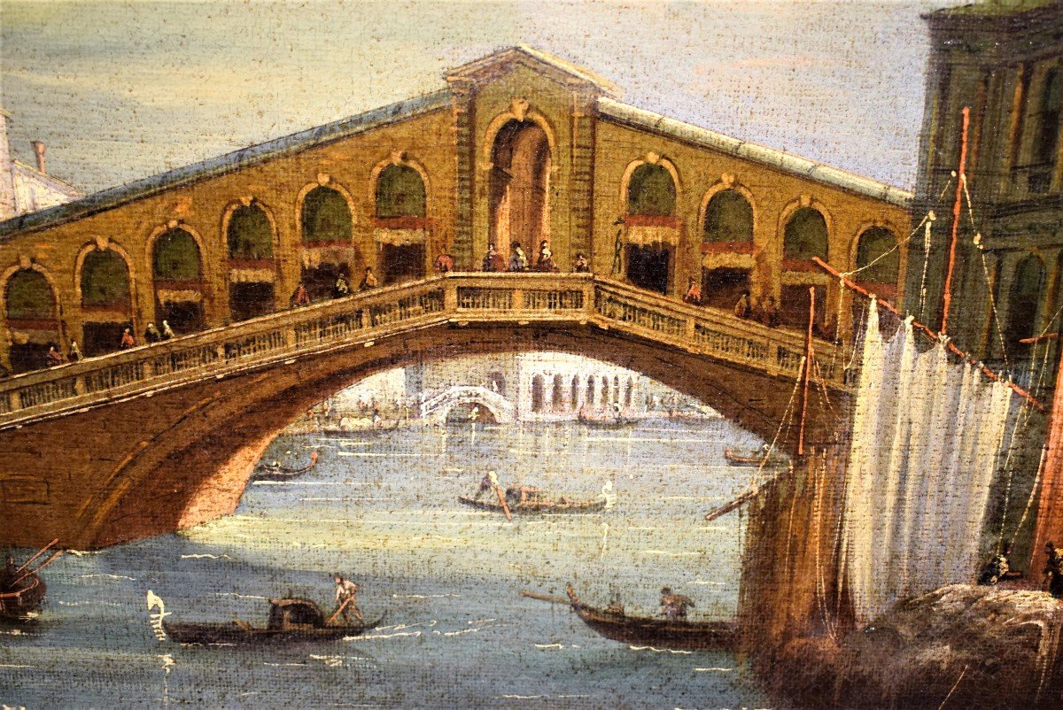 Venice, Grand Canal And Rialto Bridge - Giovanni Grubas (venice, 1830 - Pula, 1919)-photo-2