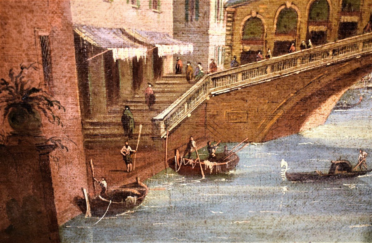 Venice, Grand Canal And Rialto Bridge - Giovanni Grubas (venice, 1830 - Pula, 1919)-photo-4
