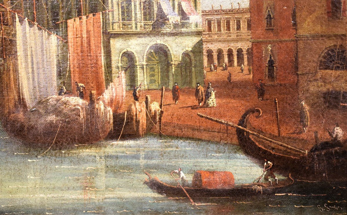 Venice, Grand Canal And Rialto Bridge - Giovanni Grubas (venice, 1830 - Pula, 1919)-photo-6