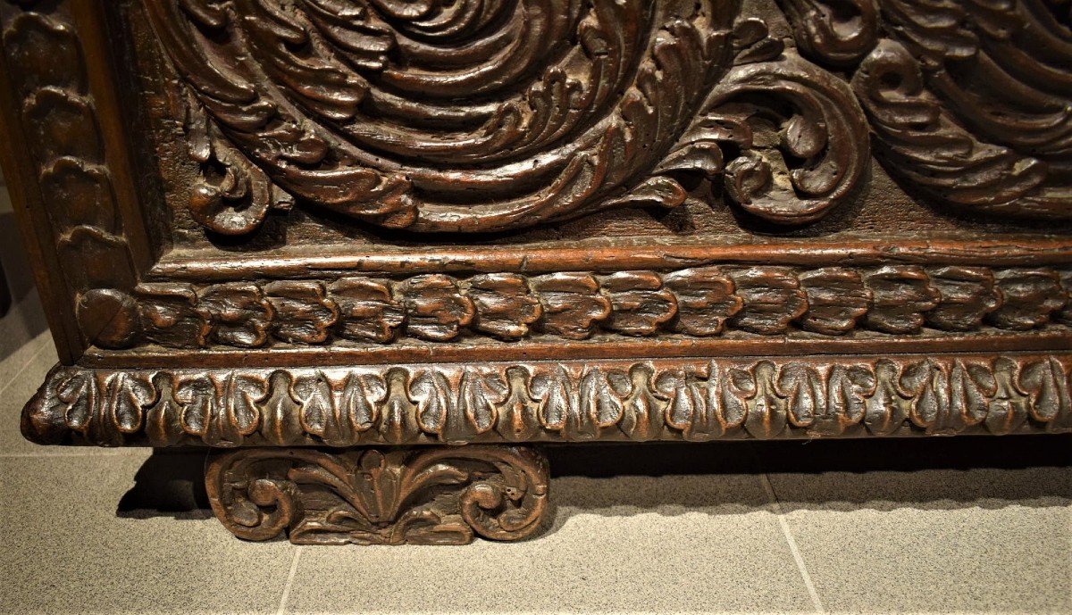 Chest In Walnut Sculpted - Renaissance Lombarde - Italy Late 16th Century-photo-2