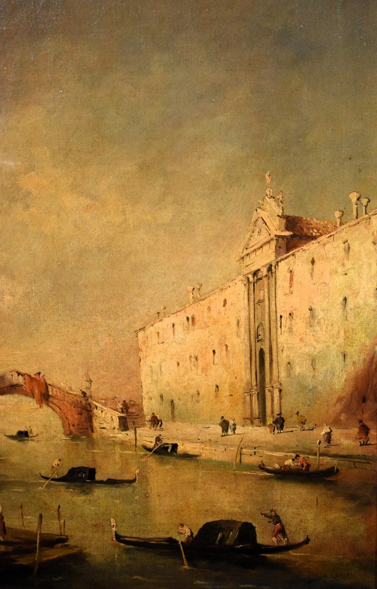 Venise, le Canal des Mendiants -  école vénitienne du XIXe siècle-photo-2