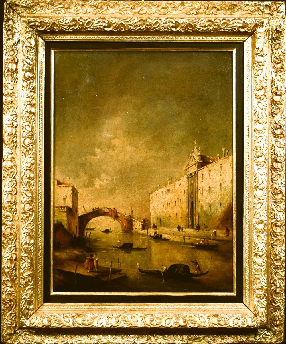 Venise, le Canal des Mendiants -  école vénitienne du XIXe siècle