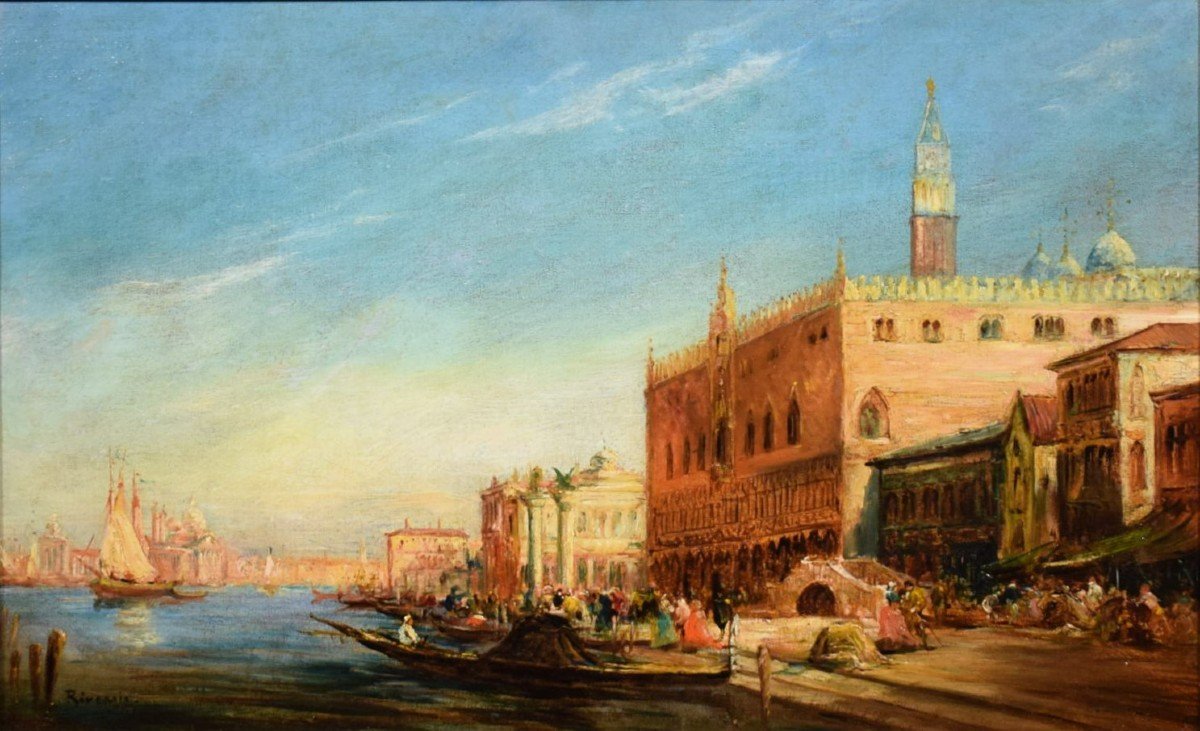 Venise, Bassin de Saint-Marc - Ecole française du XIXème siècle-photo-2
