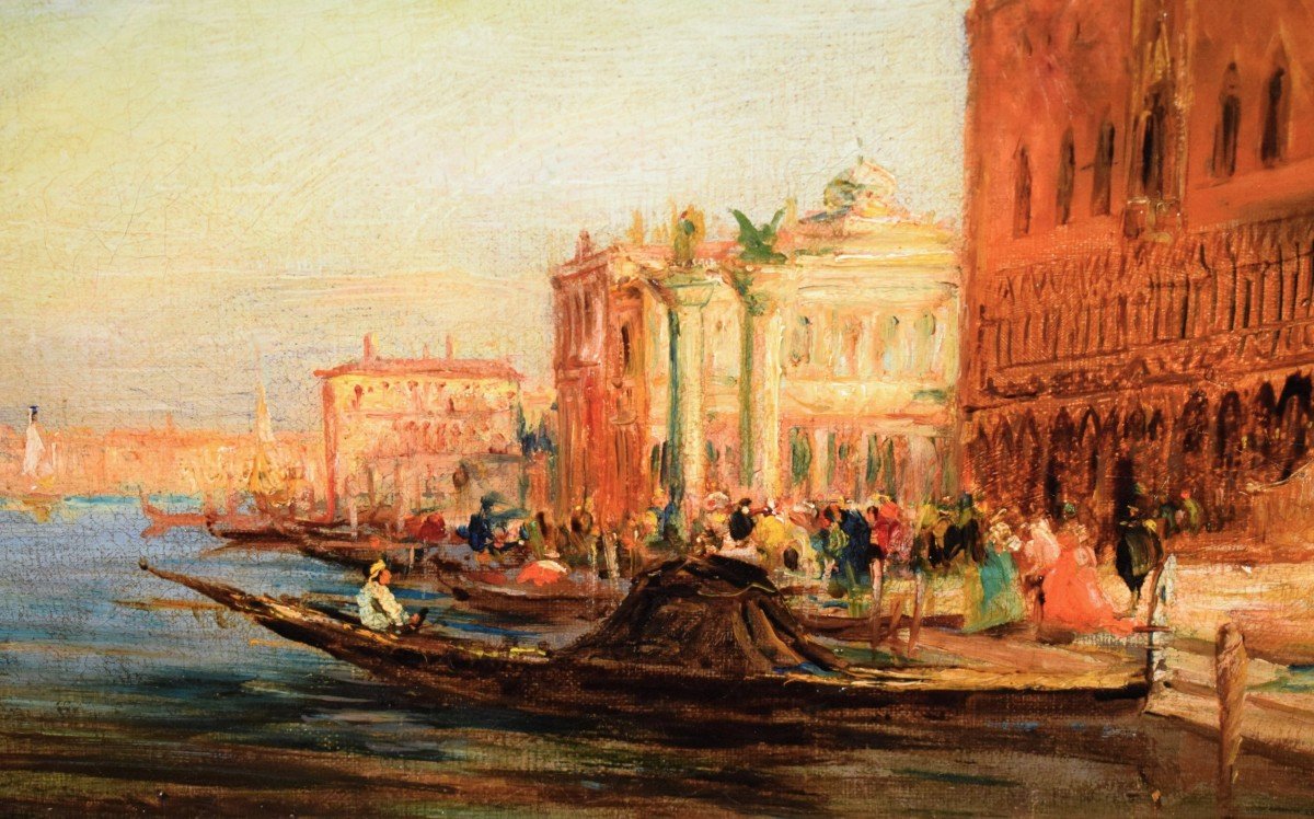 Venise, Bassin de Saint-Marc - Ecole française du XIXème siècle-photo-2