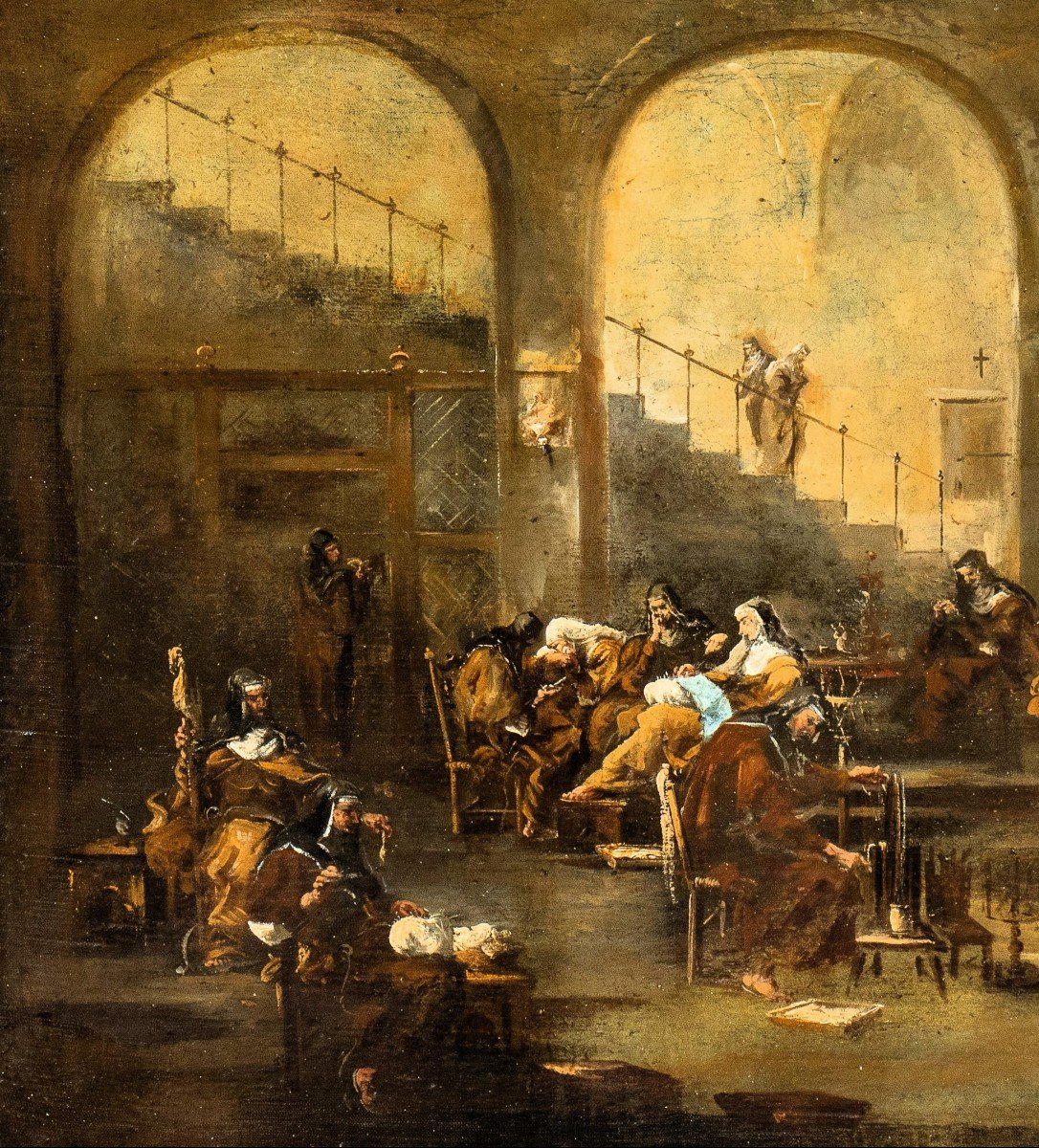 Nuns In The Convent - Workshop Of Alessandro Magnasco-photo-3
