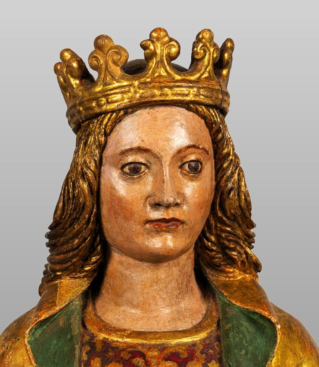 Saint Catherine - Wooden Sculpture - Lombardy, 1st Half Of The 16th Century-photo-1