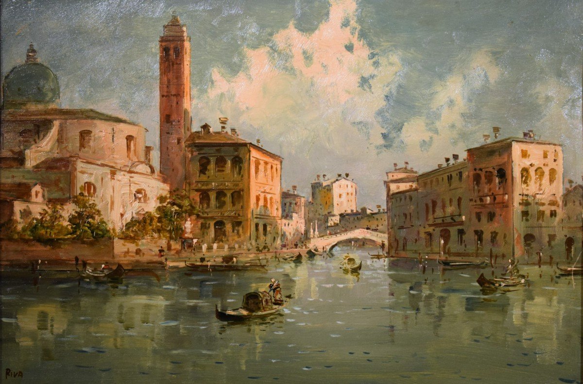 Venise, Le Grand Canal à Cannaregio - Giuseppe Riva (ivrée 1834-1916)-photo-2