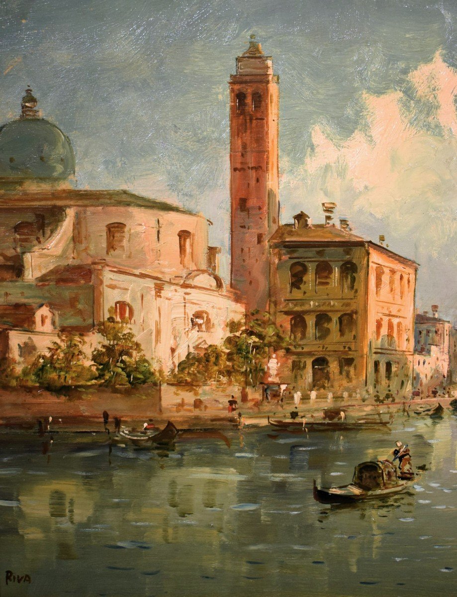 Venise, Le Grand Canal à Cannaregio - Giuseppe Riva (ivrée 1834-1916)-photo-3
