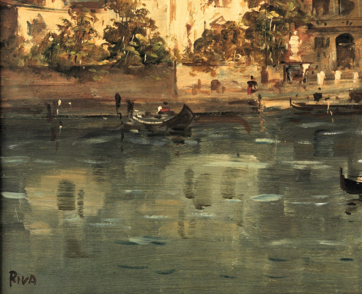Venise, Le Grand Canal à Cannaregio - Giuseppe Riva (ivrée 1834-1916)-photo-4