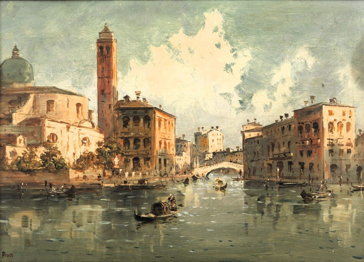Venise, Le Grand Canal à Cannaregio - Giuseppe Riva (ivrée 1834-1916)-photo-7