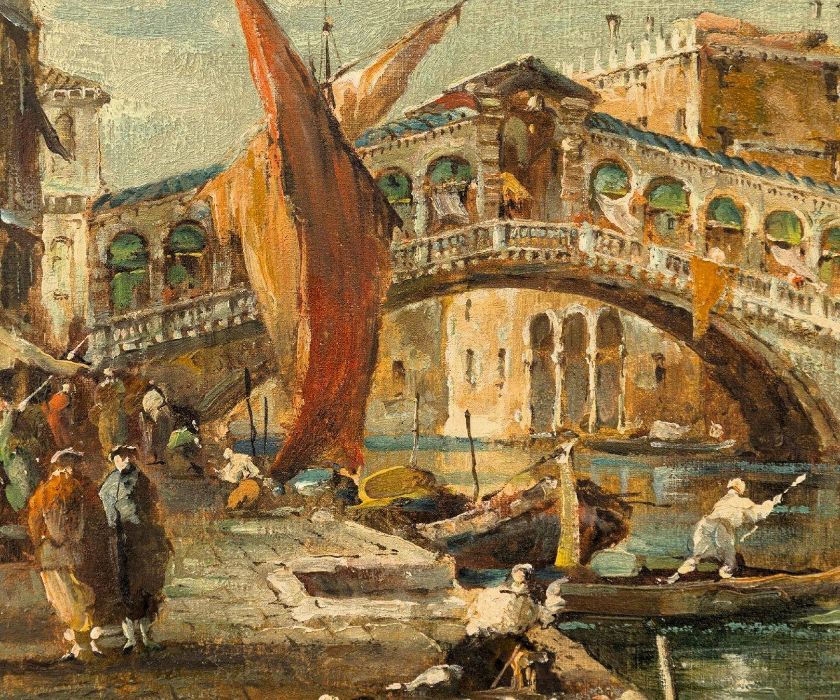 The Grand Canal And The Rialto Bridge - Eugenio Bonivento  (1880 -1956)-photo-2