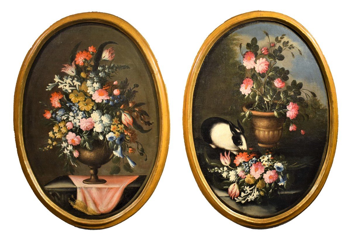 Paire de natures mortes de fleurs - Giacomo Nani (1698-1755)