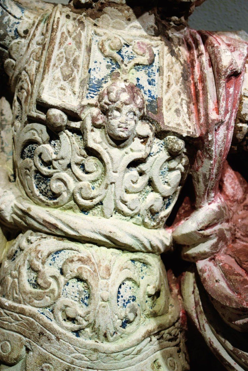 Archangel Michael - Sculpture In White Limestone - Venetian Art Of The 17th C.-photo-3
