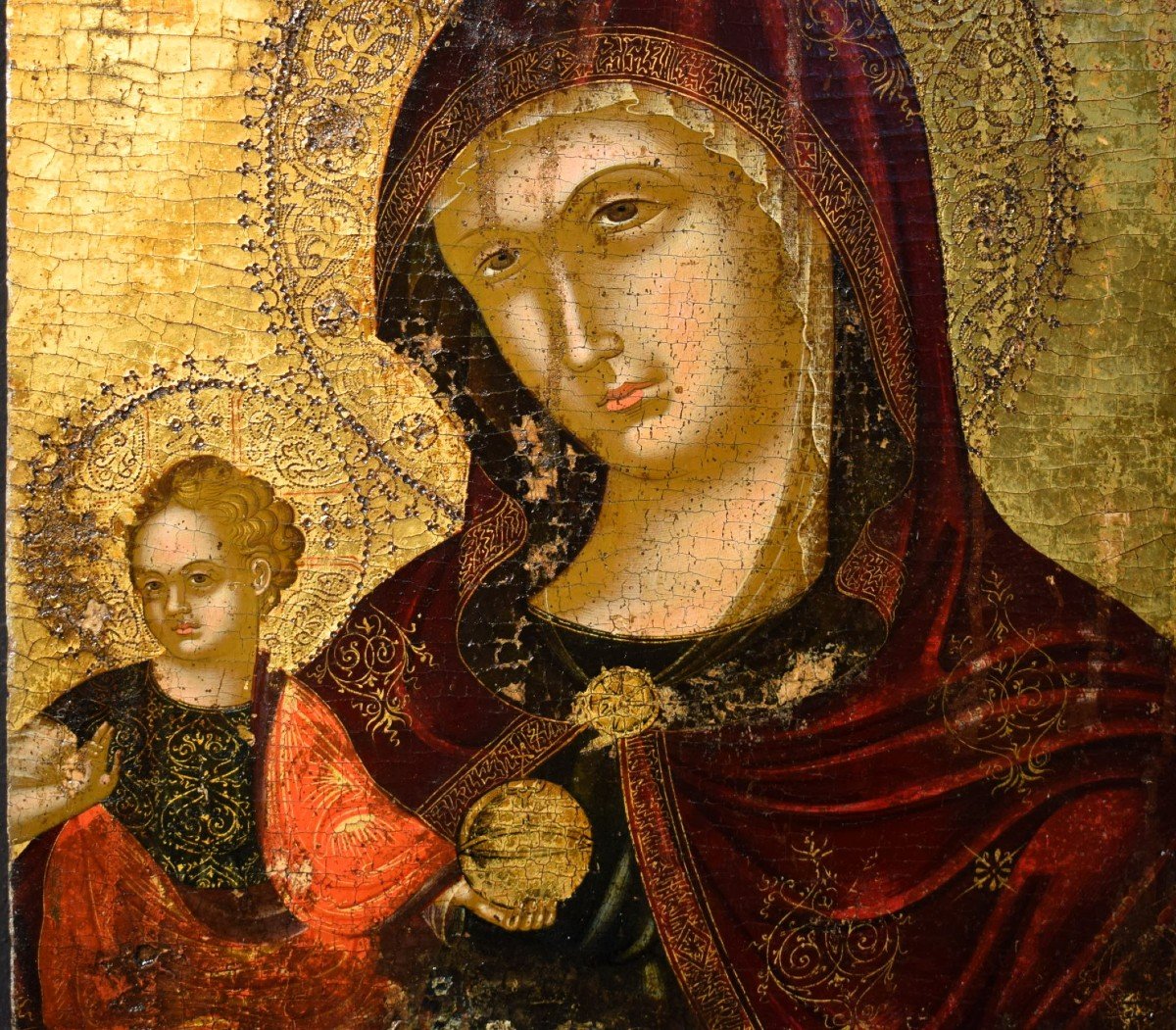 Madonna And Child - Gold Background  - Cretan-venetian School  -16th Century-photo-4