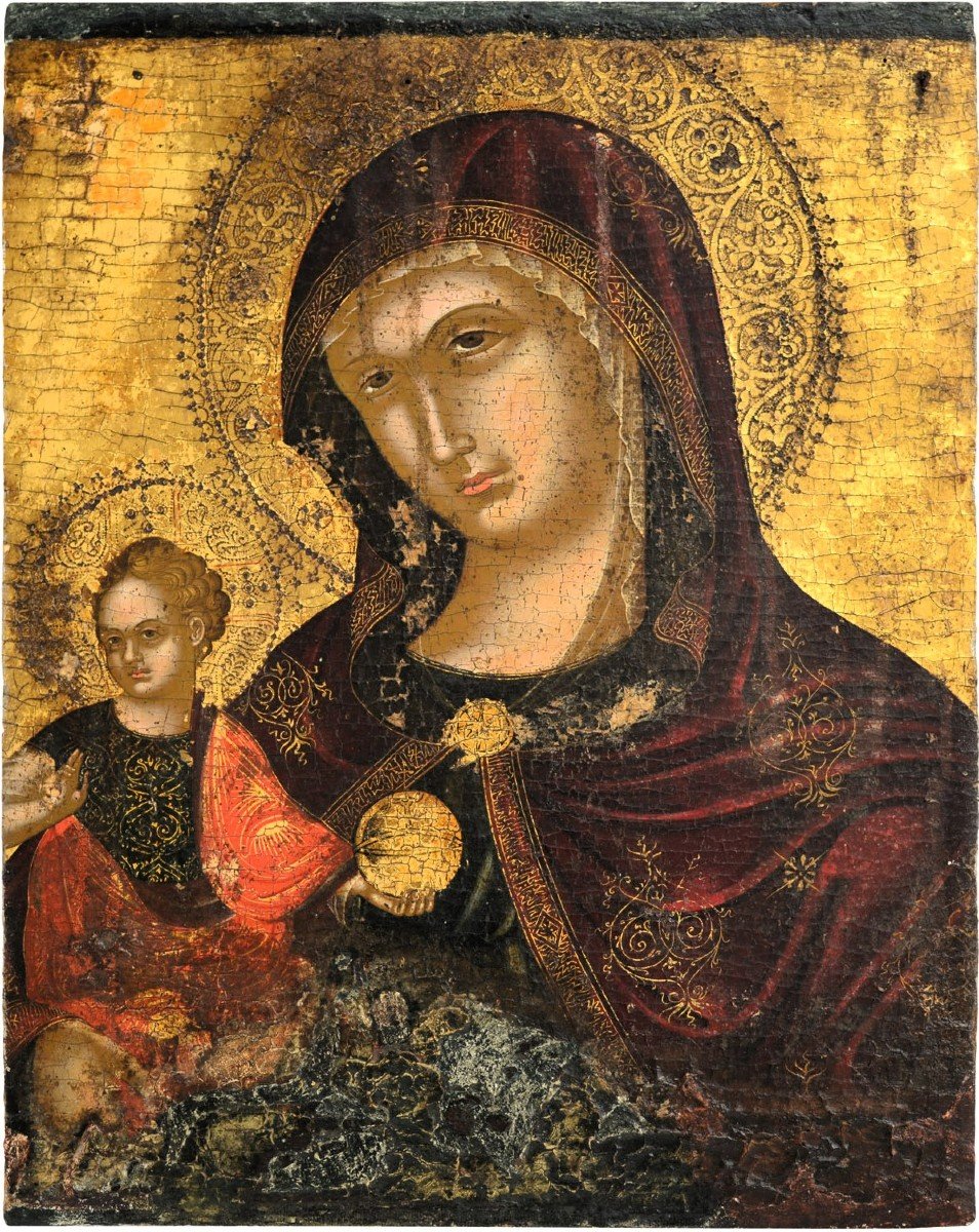 Madonna And Child - Gold Background  - Cretan-venetian School  -16th Century