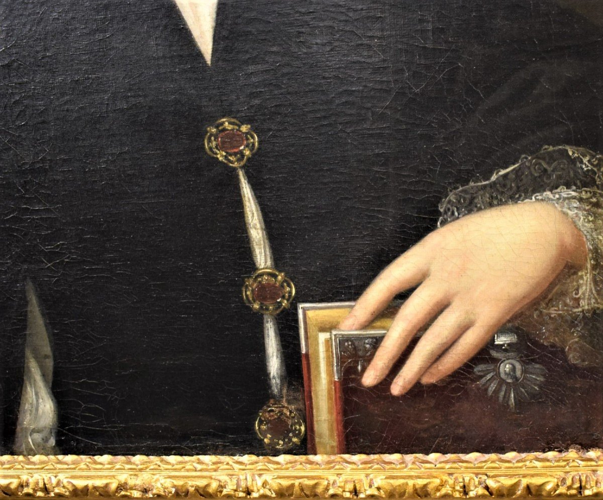 Portrait Of A Gentleman - Venetian Master - XIXth Century In The Style Of Renassance-photo-3