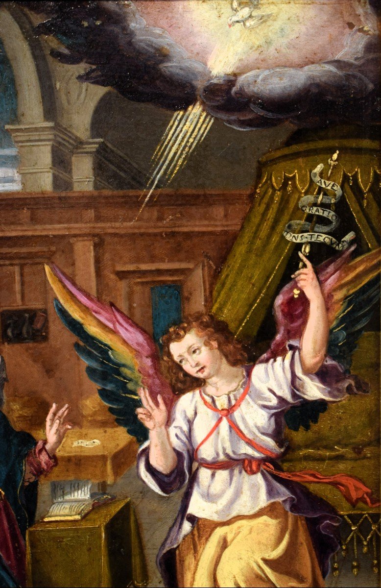 Annunciation" -oil On Copper - Frans Francken Ii° (1581-1642) Workshop-photo-3