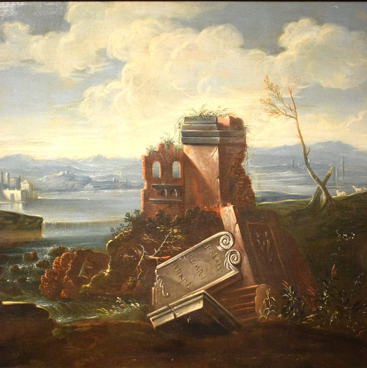 Antonio Diziani (venice 1737-1797) Workshop - Lake Landscape With Ruins And Figures-photo-3