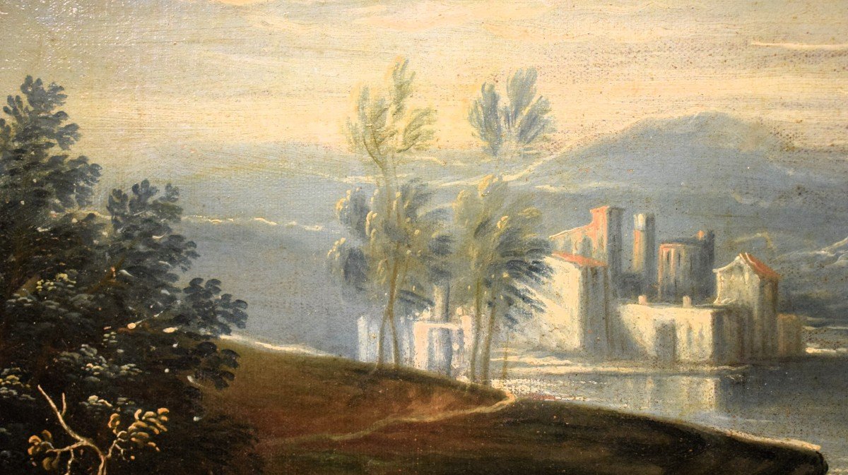 Antonio Diziani (venice 1737-1797) Workshop - Lake Landscape With Ruins And Figures-photo-3
