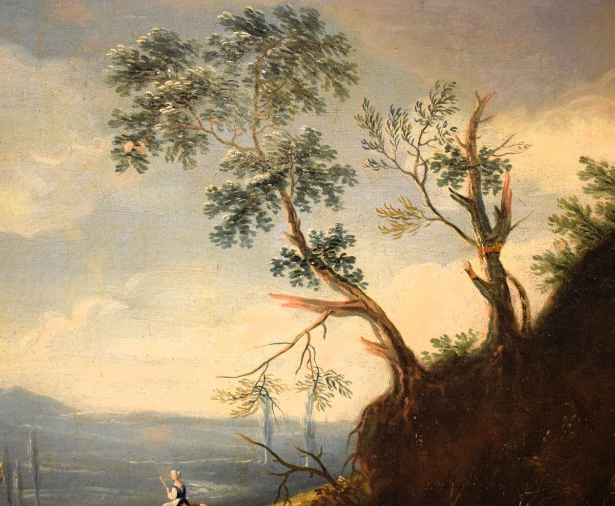Antonio Diziani (venice 1737-1797) Workshop - Lake Landscape With Ruins And Figures-photo-4