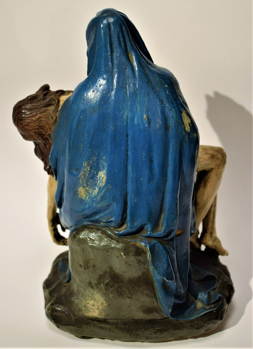 Piéta - " Sculpture en terre cuite polychrome Bologne, vers 1750-photo-3