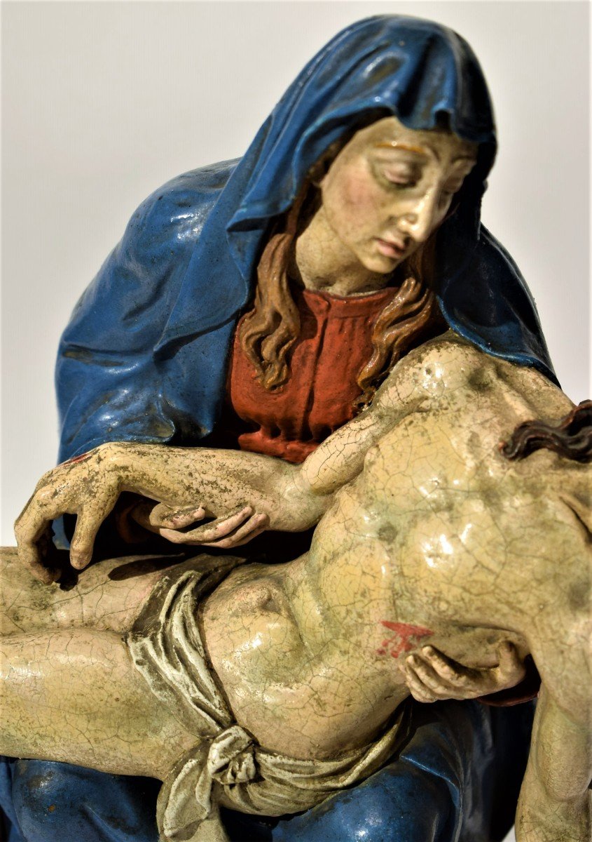 Piéta - " Sculpture en terre cuite polychrome Bologne, vers 1750-photo-1