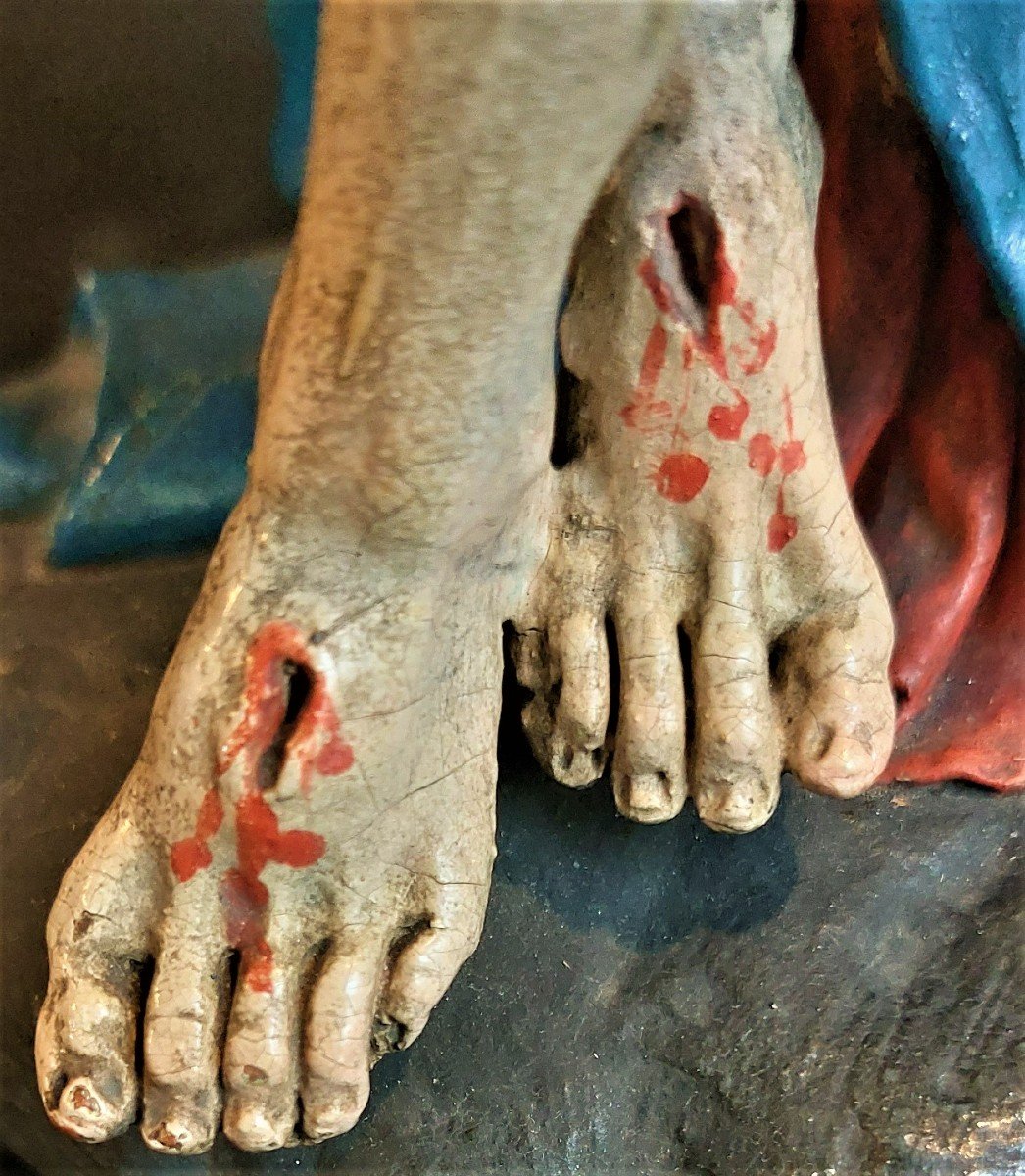 Piéta - " Sculpture en terre cuite polychrome Bologne, vers 1750-photo-6