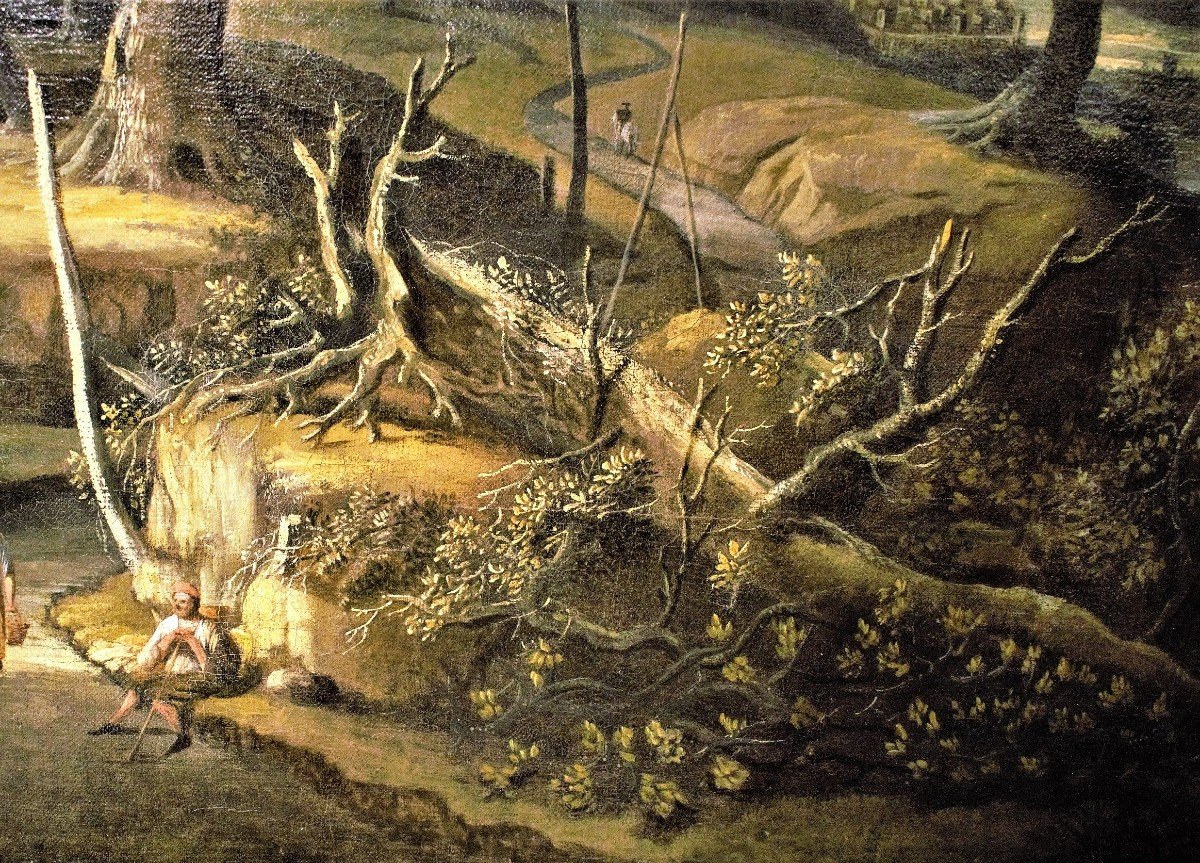 Jan Looten (amsterdam, 1618 -1681) Wood Landscape With Wayfarers And Village-photo-3