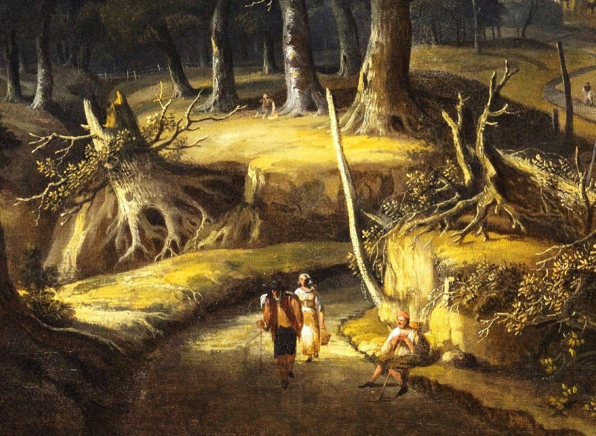 Jan Looten (amsterdam, 1618 -1681) Wood Landscape With Wayfarers And Village-photo-5