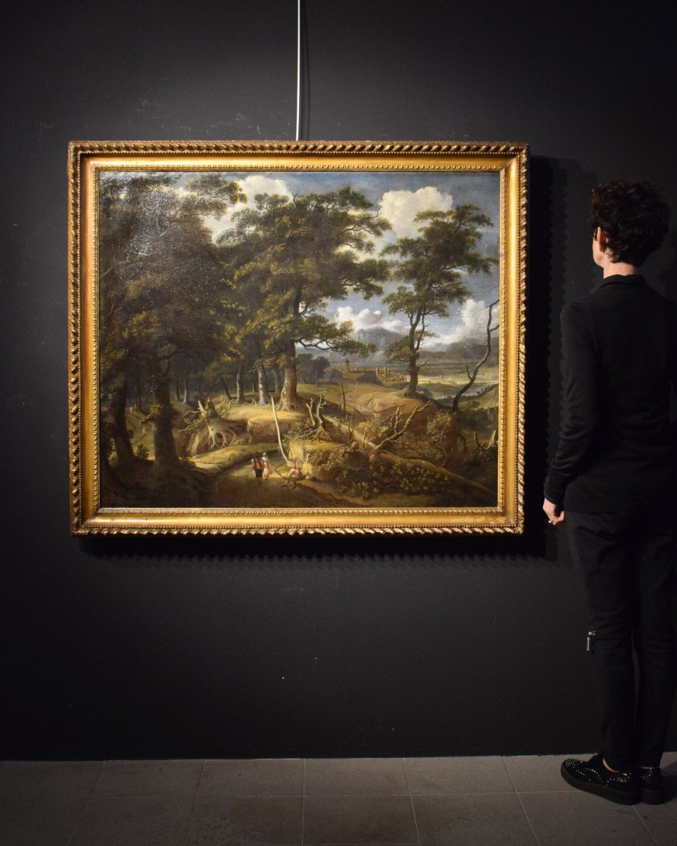 Jan Looten (amsterdam, 1618 -1681) Wood Landscape With Wayfarers And Village-photo-7