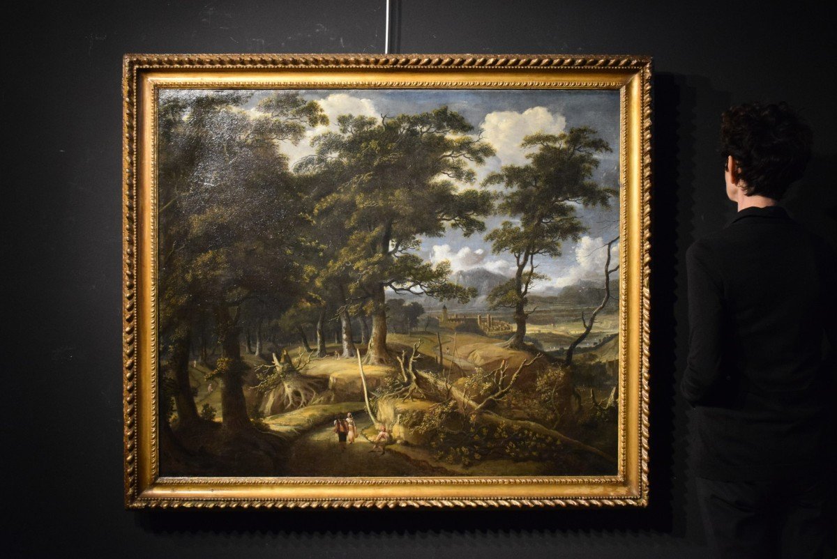 Jan Looten (amsterdam, 1618 -1681) Wood Landscape With Wayfarers And Village-photo-8