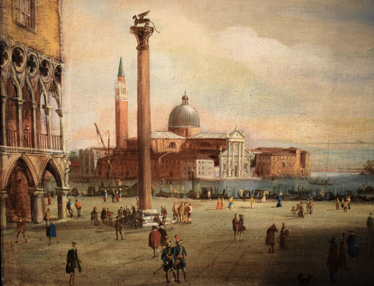 Venice, The Square And The San Marco Basin - Venetian Master Of The 19th Century-photo-2