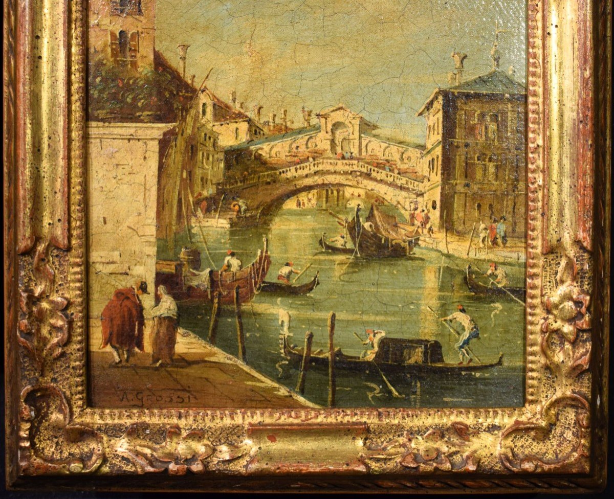 Paire de vues vénitiennes - école de Francesco Guardi - Fin du 19ème siècle-photo-4