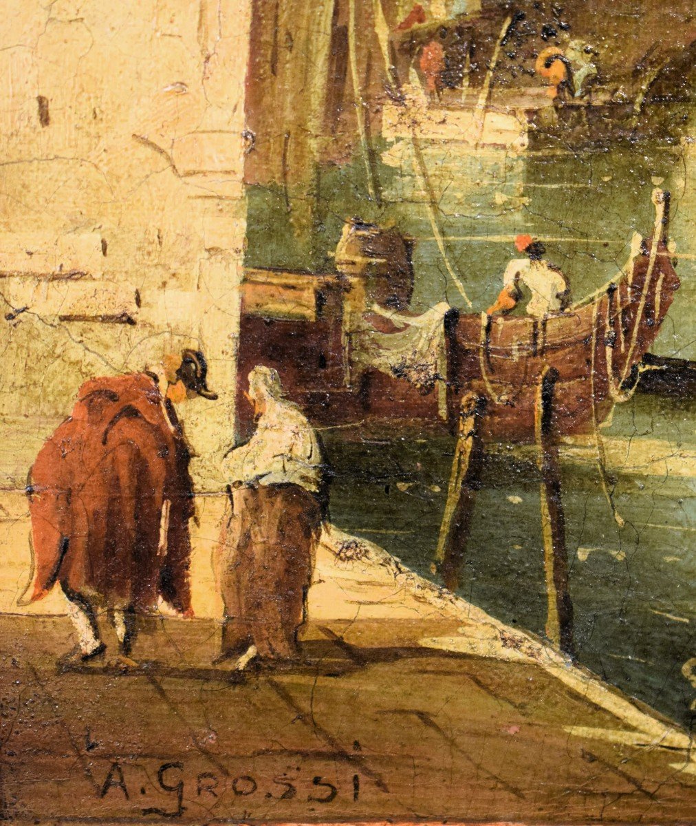 Paire de vues vénitiennes - école de Francesco Guardi - Fin du 19ème siècle-photo-5