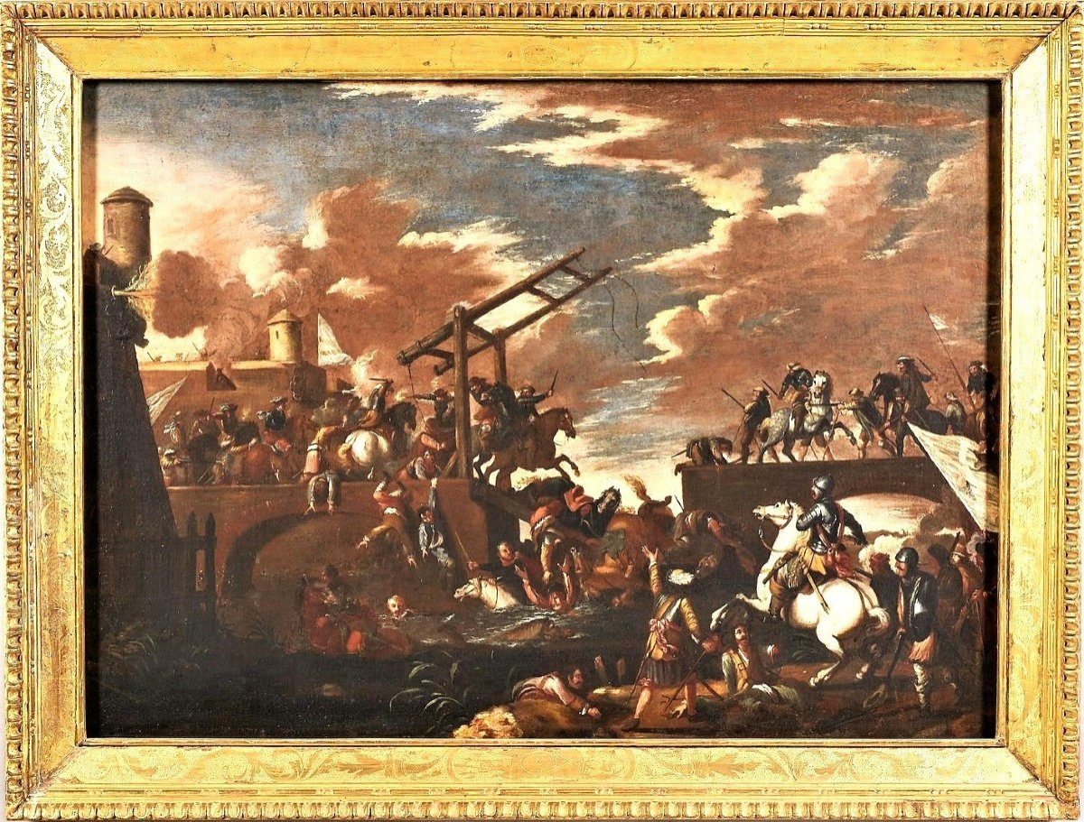 Battle Under The Fortress - Jacques Courtois The Borgognone (saint -hyppolite 1621 - Rome 1676)