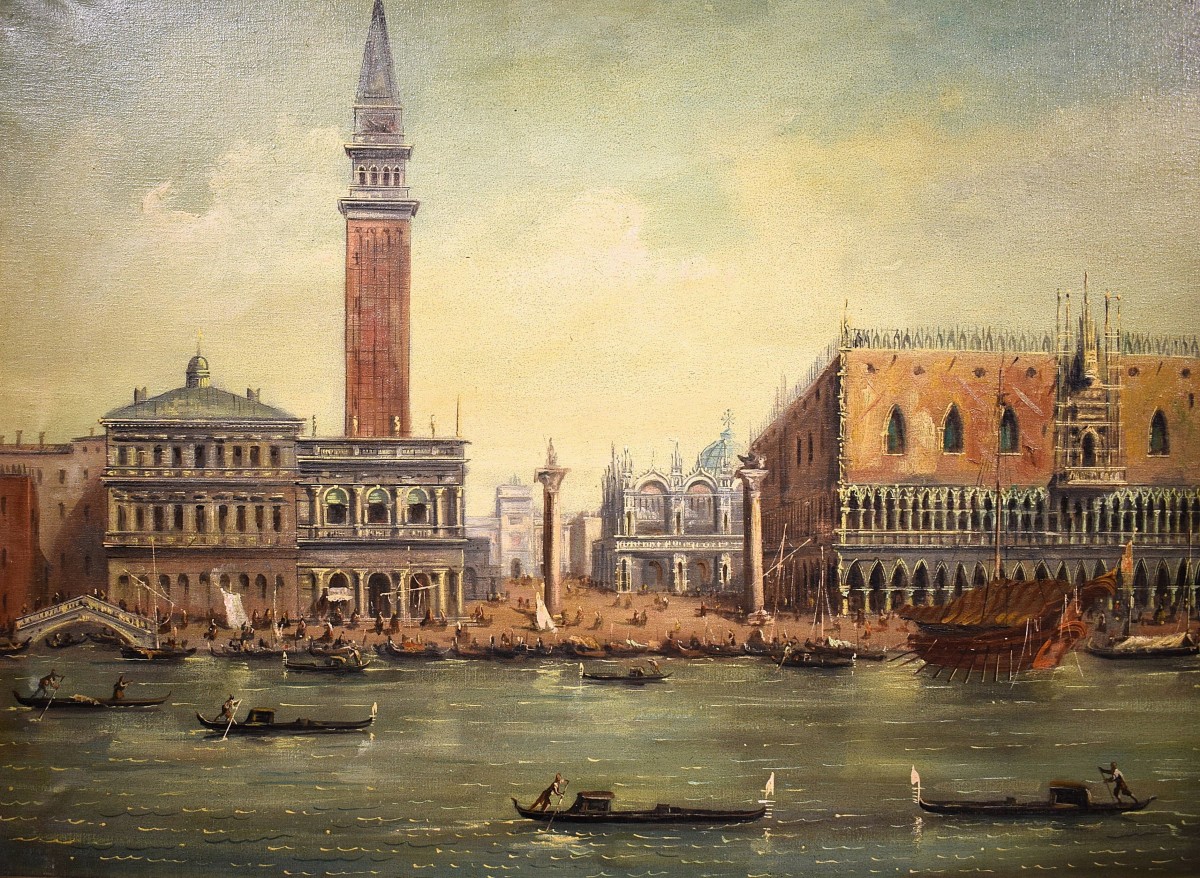 Venice, View Of St. Mark's Basin - F. Guarana, Late 19th Century-photo-2