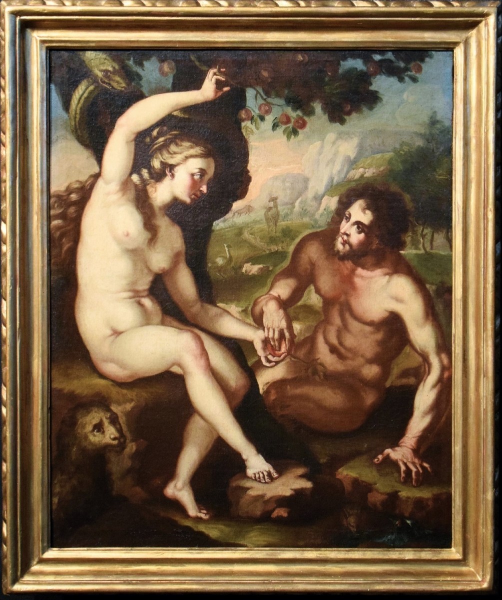 Adam And Eve  - Flemish Master  - 17th Century-photo-2