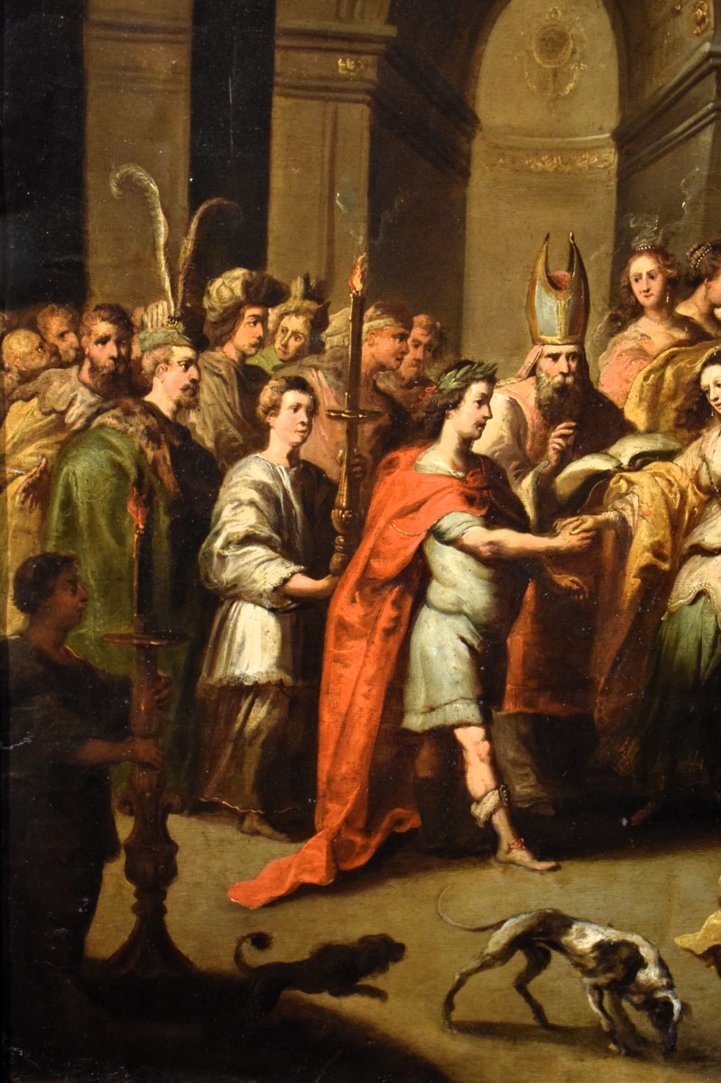 Le Mariage de David et Abigaïl -  Pauwels Casteels (Anvers,1625 – 1677)  signé  P.C.-photo-4