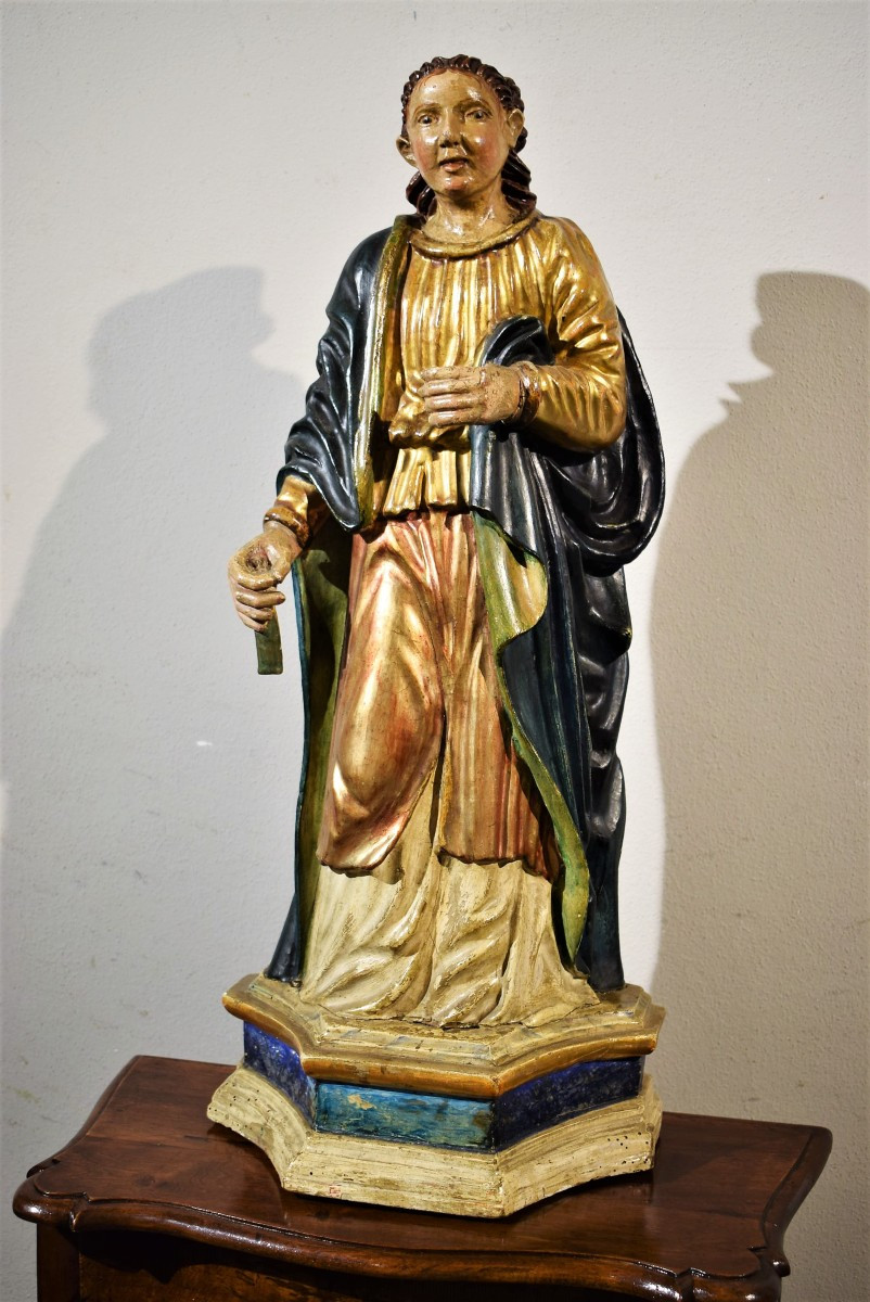 Sainte Martyre - Sculpture En Bois Polychrome - XVIIe Siècle-photo-2