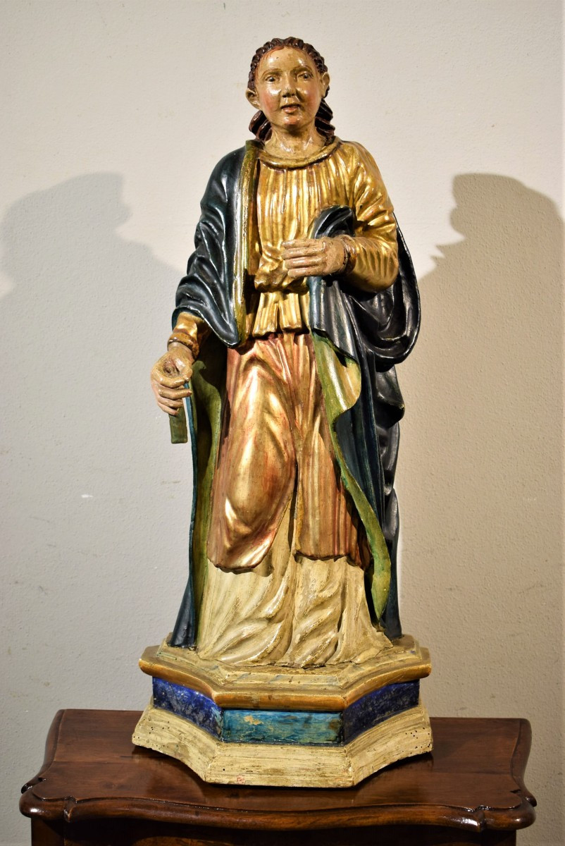 Sainte Martyre - Sculpture En Bois Polychrome - XVIIe Siècle-photo-3
