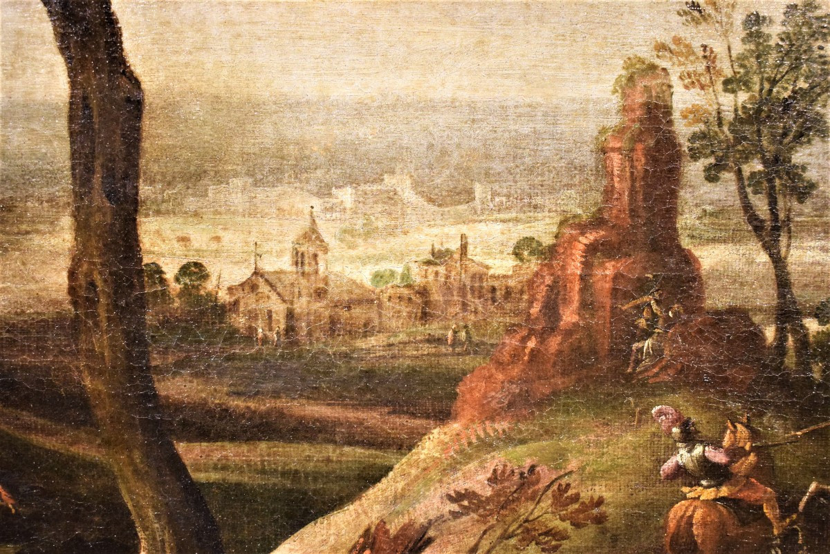 Assaut du village avec choc des  chevaliers - Maître flamand du 17ème-photo-2