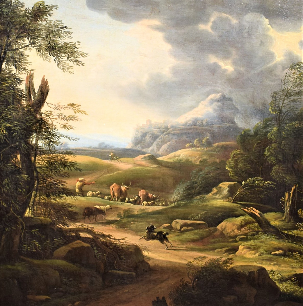 Paysage avec berger et troupeaux - Antonio Tavella (Milan 1668 - Gênes 1738)-photo-3