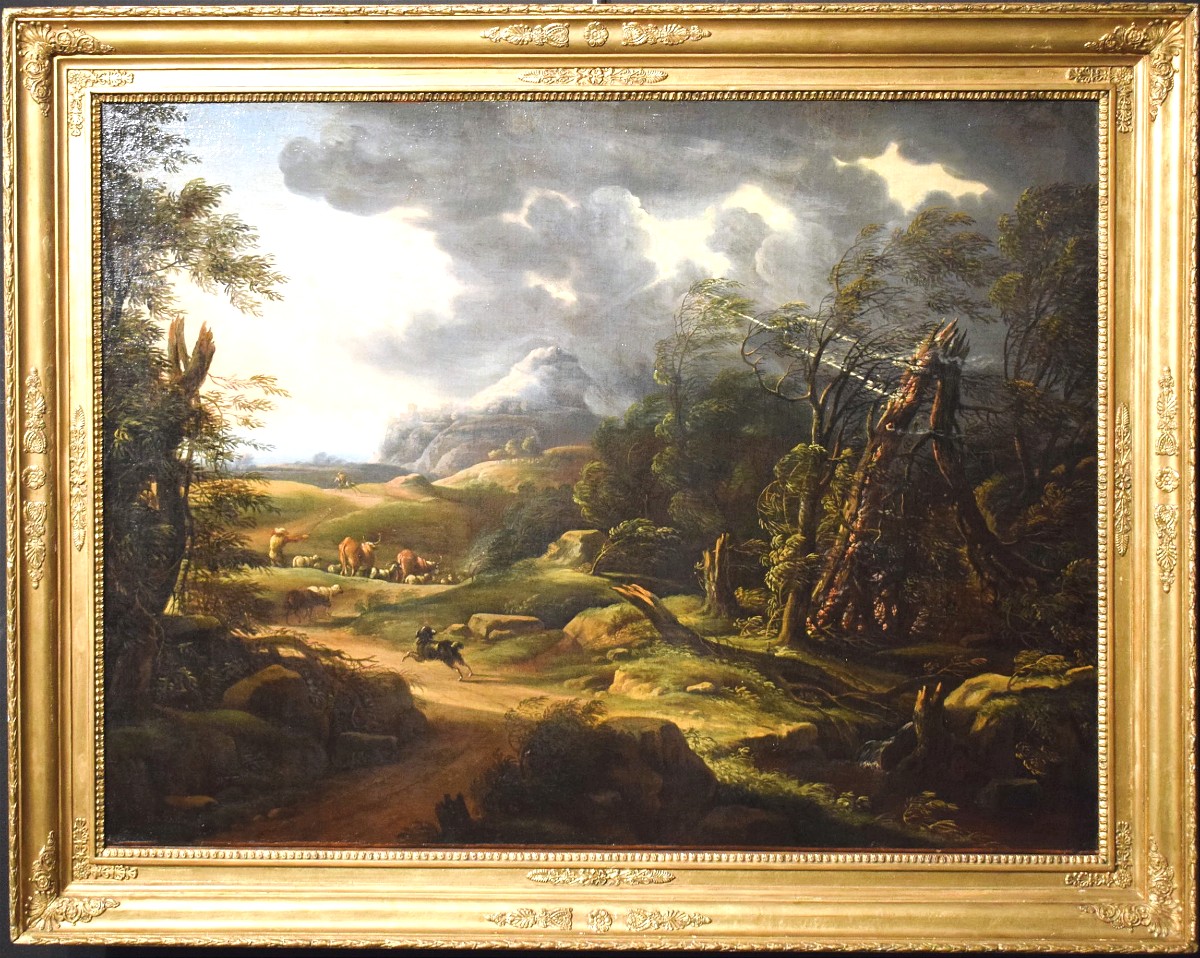 Paysage avec berger et troupeaux - Antonio Tavella (Milan 1668 - Gênes 1738)