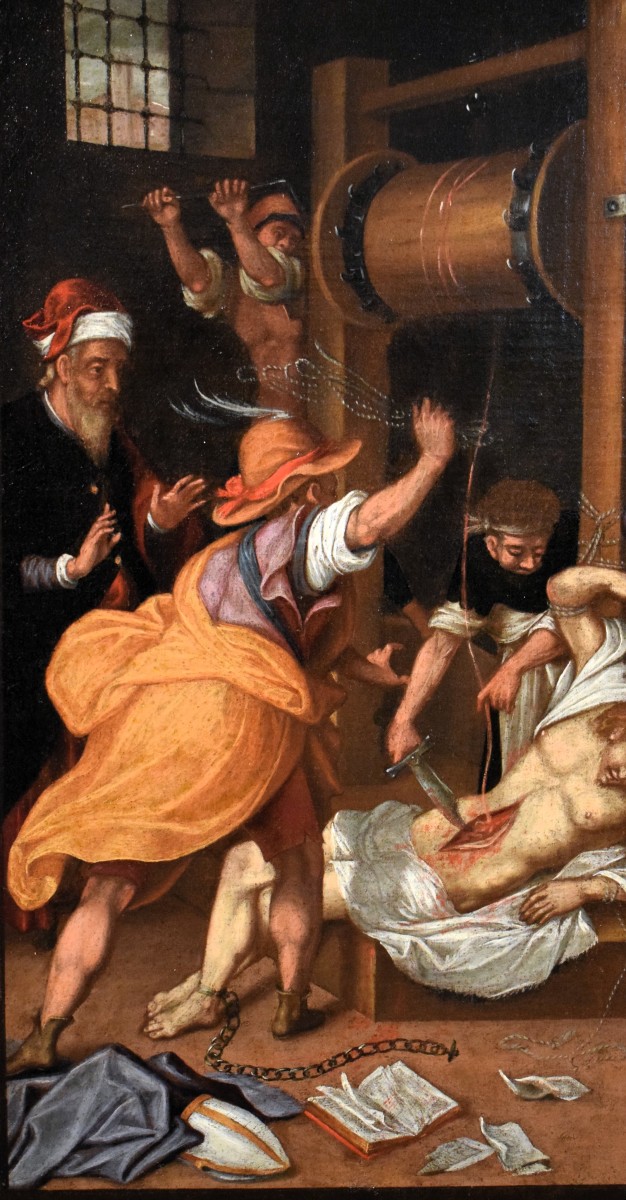 Le Martyre de Saint Érasme -  Maître flamand -  Fin du XVIIe siècle-photo-3