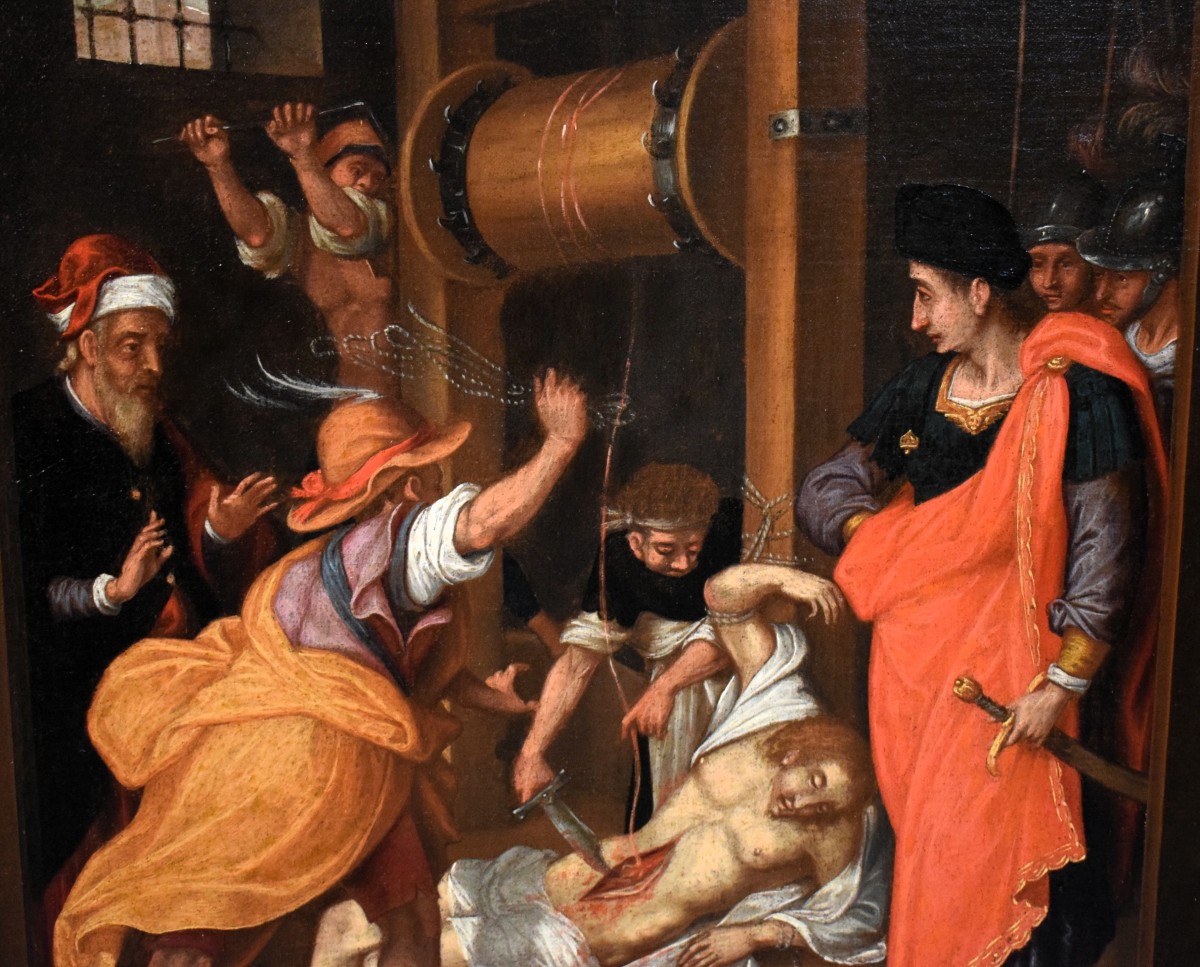 Le Martyre de Saint Érasme -  Maître flamand -  Fin du XVIIe siècle-photo-2